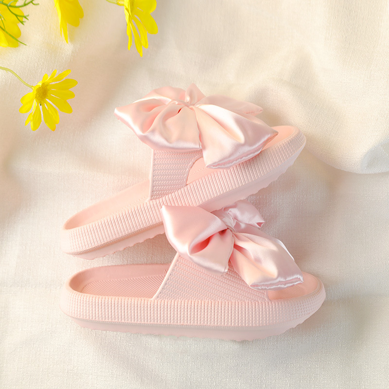 Sandale cu bretea unică, fundă, talpă EVA groasă 3–5 cm, respirante, stil prințesă, vulcanizate