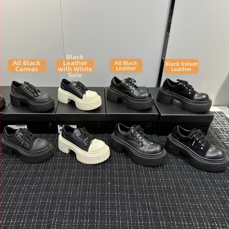 Platvormi Derby naiste kingad, pealisk: ehtne nahk, nööriga kinnitused, ümar varvas, paks padi, konts 6–8 cm