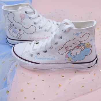 Adidași din pânză cu model desen animat, talpă din cauciuc vulcanizată, gleznă joasă, căptușeală din bumbac, unisex, stil colegial