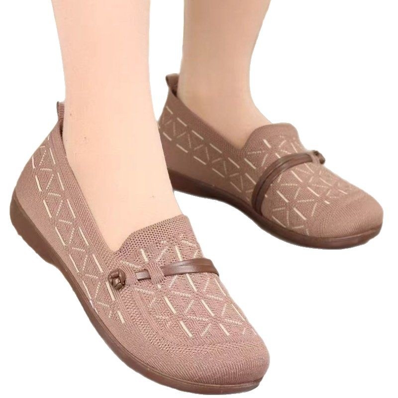 Ženske mokasine s mrežastim gornjim dijelom, okrugli prst, slip-on, niski potpetica 1–3 cm