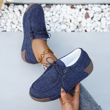 Naistele mõeldud kanvasjalanõud ümmarguse varbaga, denimi ülemine, paks kreen 3–5 cm, kummist tall, PU sisetald