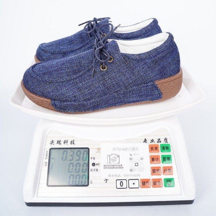 Naistele mõeldud kanvasjalanõud ümmarguse varbaga, denimi ülemine, paks kreen 3–5 cm, kummist tall, PU sisetald