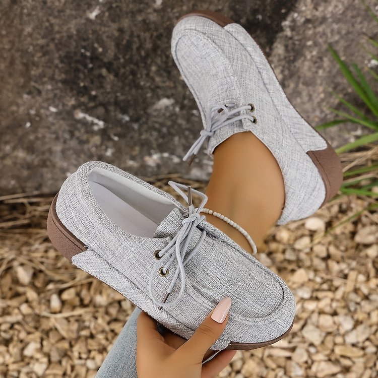 Naistele mõeldud kanvasjalanõud ümmarguse varbaga, denimi ülemine, paks kreen 3–5 cm, kummist tall, PU sisetald