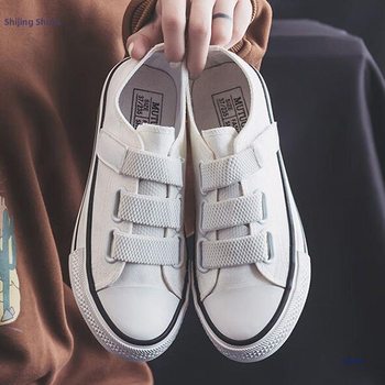 Zemā profila kanvaskurpes ar gumijas zoli, elpojoša tīkla oderējums, lipīgs aizvērums Velcro, Korejas stils