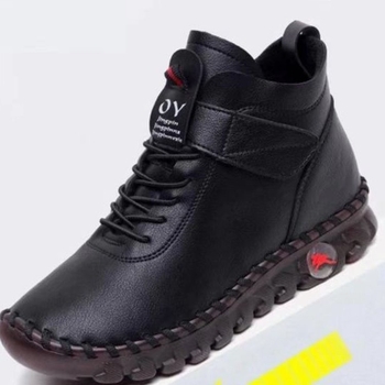 Naiste soojad saapad PU ülaosaga, kummist talla, Velcro sulgemine, kunstliku karusnaha vooder, madal paks kann