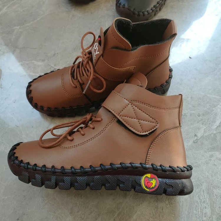 Naiste soojad saapad PU ülaosaga, kummist talla, Velcro sulgemine, kunstliku karusnaha vooder, madal paks kann