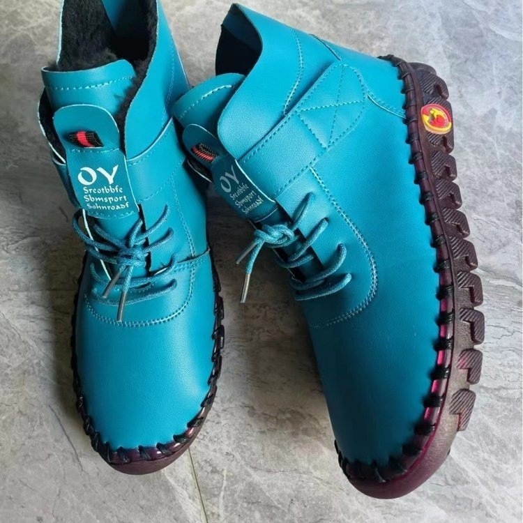 Naiste soojad saapad PU ülaosaga, kummist talla, Velcro sulgemine, kunstliku karusnaha vooder, madal paks kann