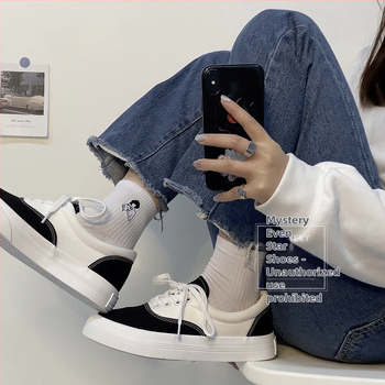 Sieviešu kanvas kurpes ar paaugstinātu augstumu, zemā augšdaļa, vulkanizēta zole, Korejas versija