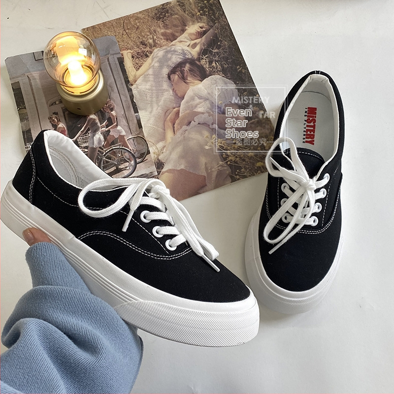 Sieviešu kanvas kurpes ar paaugstinātu augstumu, zemā augšdaļa, vulkanizēta zole, Korejas versija