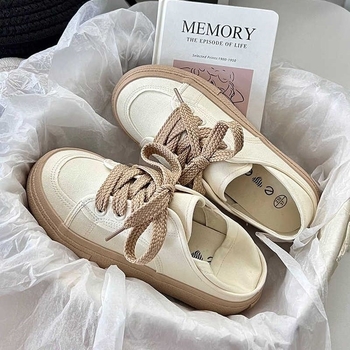 Sieviešu auduma kurpes, diviem lietošanas veidiem, pavasaris-vasara, korejiešu stils, apaļa purngala, bieza zole, vulkanizēta zole