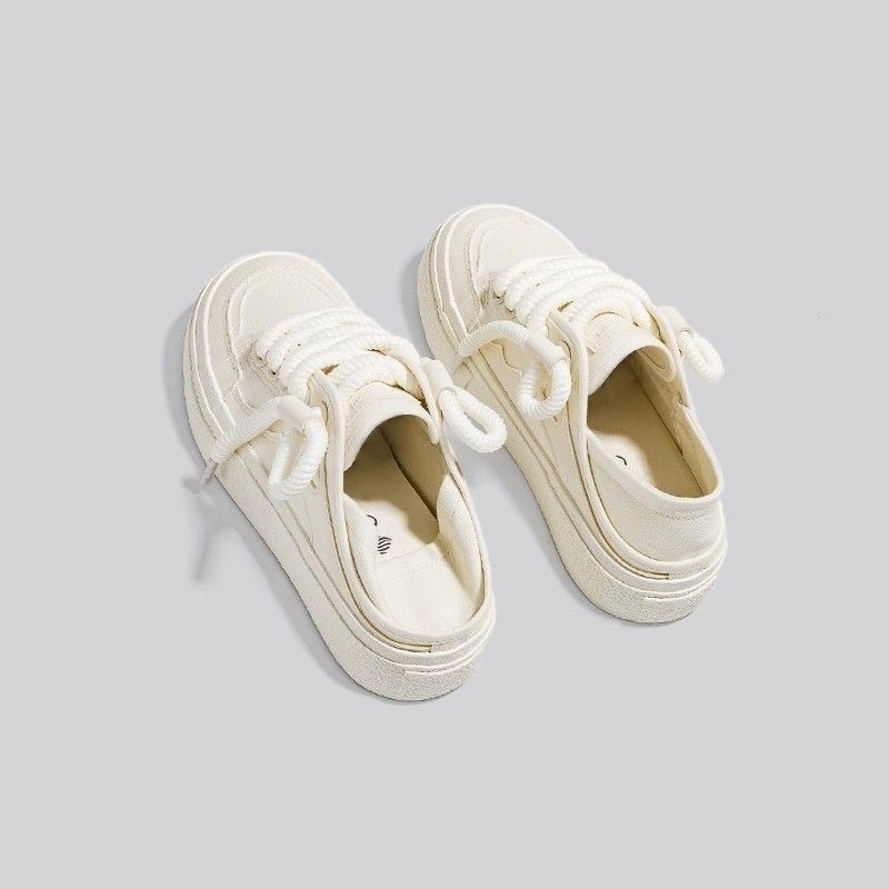 Sieviešu auduma kurpes, diviem lietošanas veidiem, pavasaris-vasara, korejiešu stils, apaļa purngala, bieza zole, vulkanizēta zole