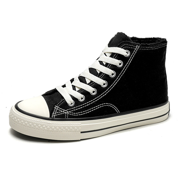 Kanvas kurpes Korejas stilā, zemā augšdaļa, mākslīgā pūka iekšējā oderē, vulkanizēta zole, ziemas lietošanai