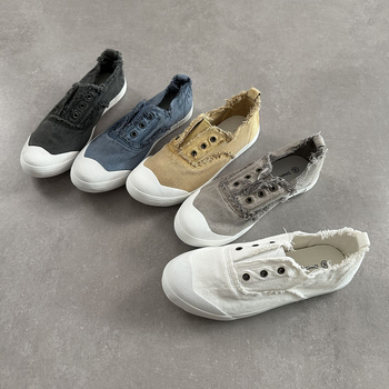 Korejas stilā kanvas slip-on kurpes ar vulkanizētas gumijas zoli, elpojošas, neslīdošas un vieglas