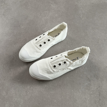 Korejas stilā kanvas slip-on kurpes ar vulkanizētas gumijas zoli, elpojošas, neslīdošas un vieglas