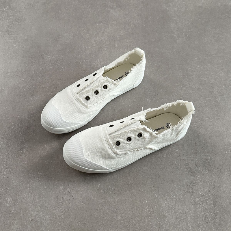 Korejas stilā kanvas slip-on kurpes ar vulkanizētas gumijas zoli, elpojošas, neslīdošas un vieglas