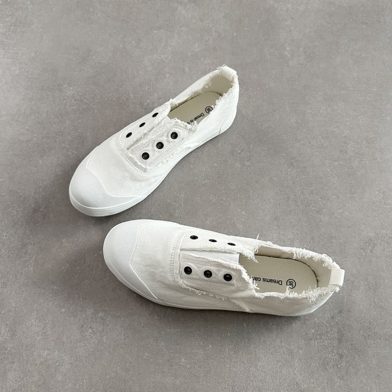 Korejas stilā kanvas slip-on kurpes ar vulkanizētas gumijas zoli, elpojošas, neslīdošas un vieglas