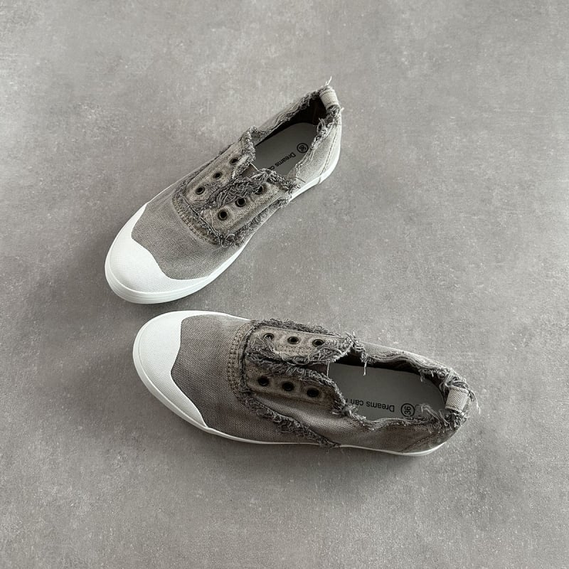 Korejas stilā kanvas slip-on kurpes ar vulkanizētas gumijas zoli, elpojošas, neslīdošas un vieglas