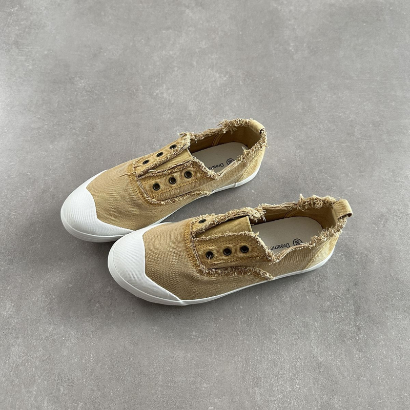 Korejas stilā kanvas slip-on kurpes ar vulkanizētas gumijas zoli, elpojošas, neslīdošas un vieglas