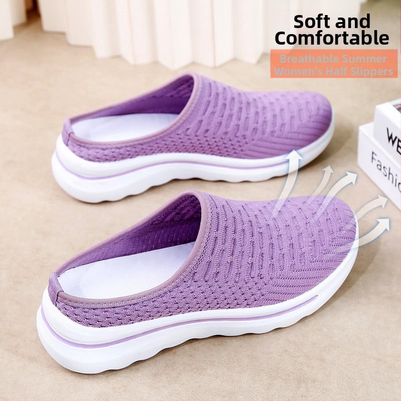 Moteriški slip-on bateliai su kvėpuojančia tinklo viršutė, žemas profilis, apvali nosis, injekciniu būdu suformuotas pada, tekstilinė įdaila