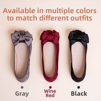 Pantofi damă din material textil cu funda, respirabili și ușori, partea superioară din bumbac, talpă PU, vârf rotund, guler jos, pentru primăvară