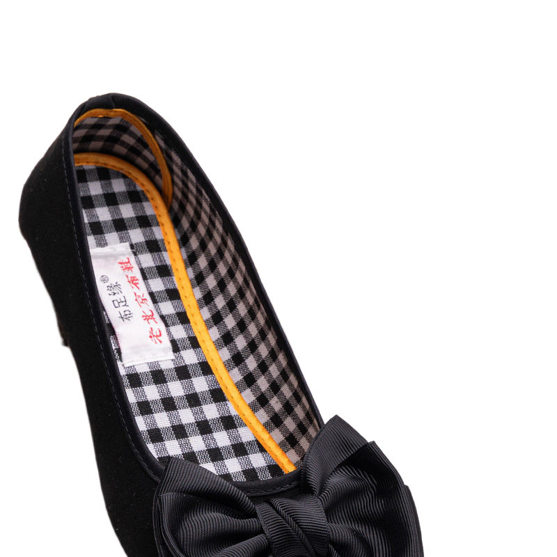 Pantofi damă din material textil cu funda, respirabili și ușori, partea superioară din bumbac, talpă PU, vârf rotund, guler jos, pentru primăvară