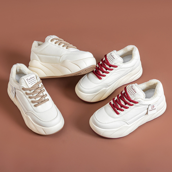 Pantofi sport femei cu platformă, căptuți cu fleece, înălțime 6–8 cm, material superior: super fiber, căptușeală interioară din plasă, talpă PU, închidere cu șiret în față