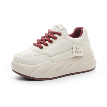 Pantofi sport femei cu platformă, căptuți cu fleece, înălțime 6–8 cm, material superior: super fiber, căptușeală interioară din plasă, talpă PU, închidere cu șiret în față