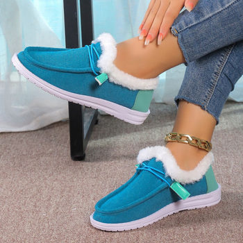 Ženske snježne čizme – podstavljena unutrašnjost, gornji dio od pamuk tkanine, gumena potplat, kratka visina čizme, muffin peta 3 cm