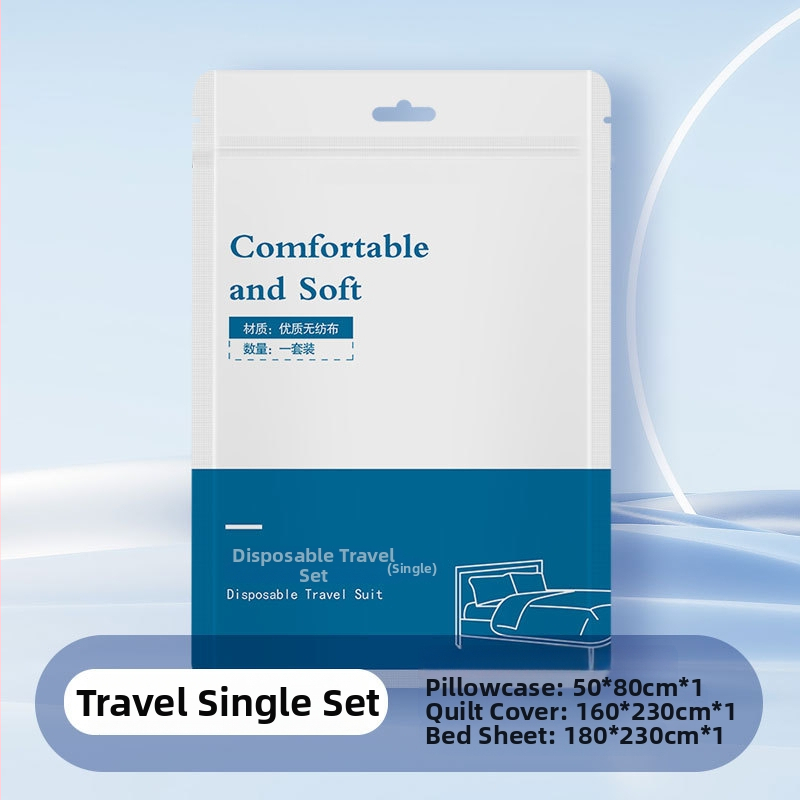 Spausdintas vienkartinis viešbučio patalynės komplektas iš SMS audinio, keturi komponentai