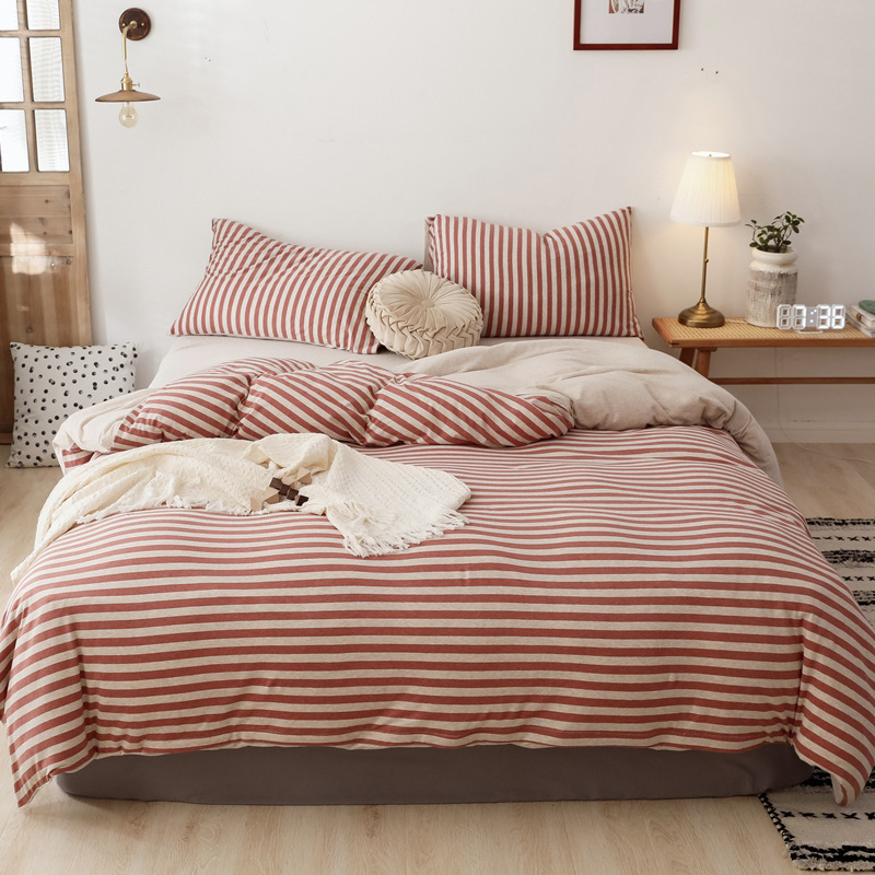 Love brown pamuk navlaka za jastuk – prugasta, moderni minimalistički stil, Tkalački kod 20978413872