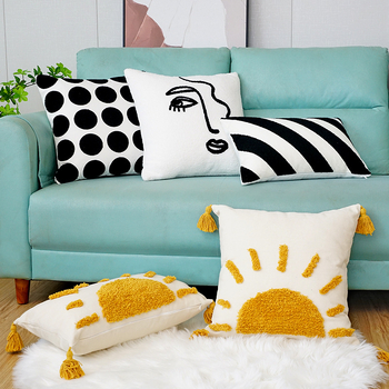 Navlaka za jastuk s tufted tassel geometrijskim uzorkom, INST stil, platnena tkanina