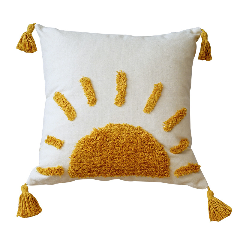 Navlaka za jastuk s tufted tassel geometrijskim uzorkom, INST stil, platnena tkanina