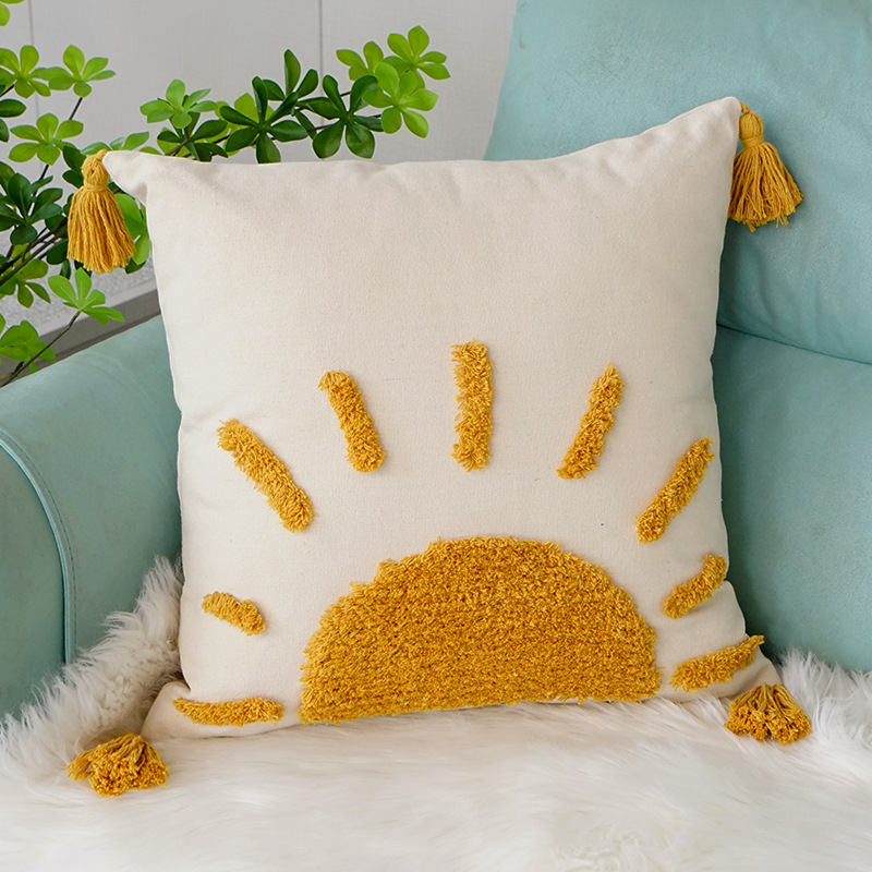 Navlaka za jastuk s tufted tassel geometrijskim uzorkom, INST stil, platnena tkanina