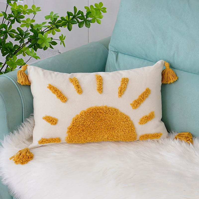 Navlaka za jastuk s tufted tassel geometrijskim uzorkom, INST stil, platnena tkanina