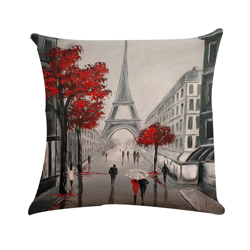 Navlaka za jastuk iz serije Maple Leaf Lovers Valentine's Day s uljnom slikom, vanjski dio od spandeksa, uzorak 40793, ispis, prilagodljiv