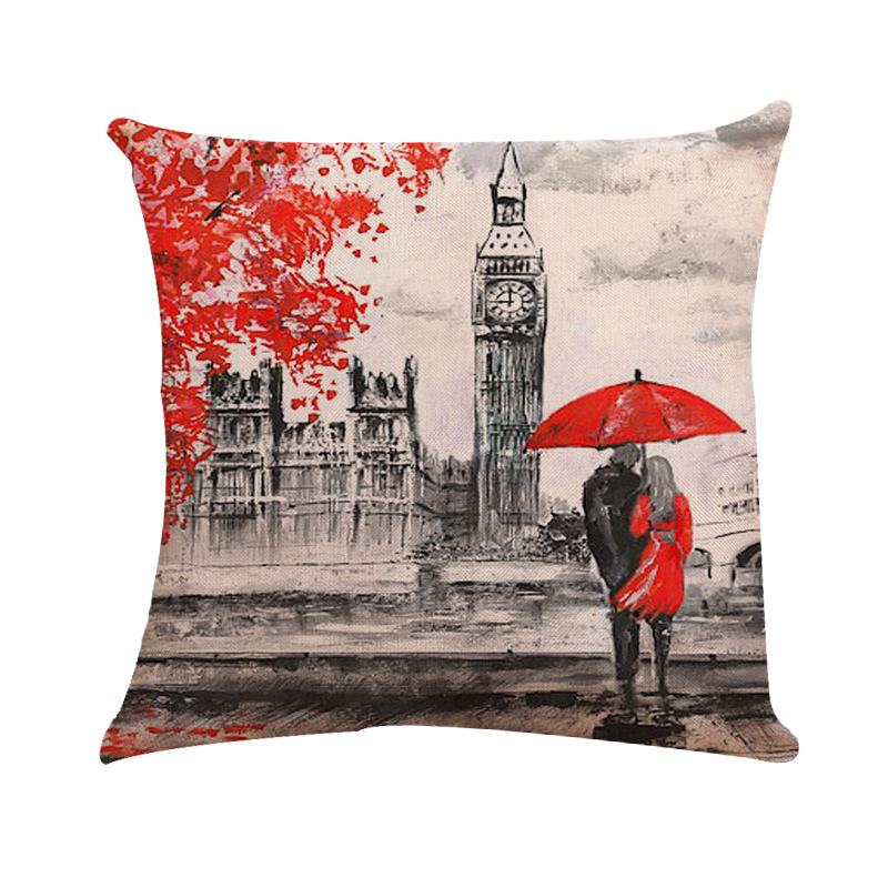 Navlaka za jastuk iz serije Maple Leaf Lovers Valentine's Day s uljnom slikom, vanjski dio od spandeksa, uzorak 40793, ispis, prilagodljiv