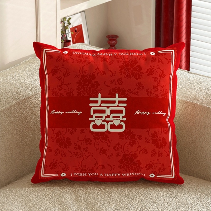 Dekorativna navlaka za jastučnicu sa svadbenim motivom biljaka, dječji fleece materijal, kineski stil, PP pamuk punjenje