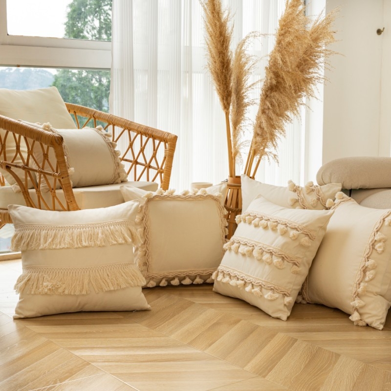 Jastuk s resicama – marokanski stil, navlaka od poliestersko-pamuk smjese, punjenje PP pamukom, lagani luksuz, prilagodljiv