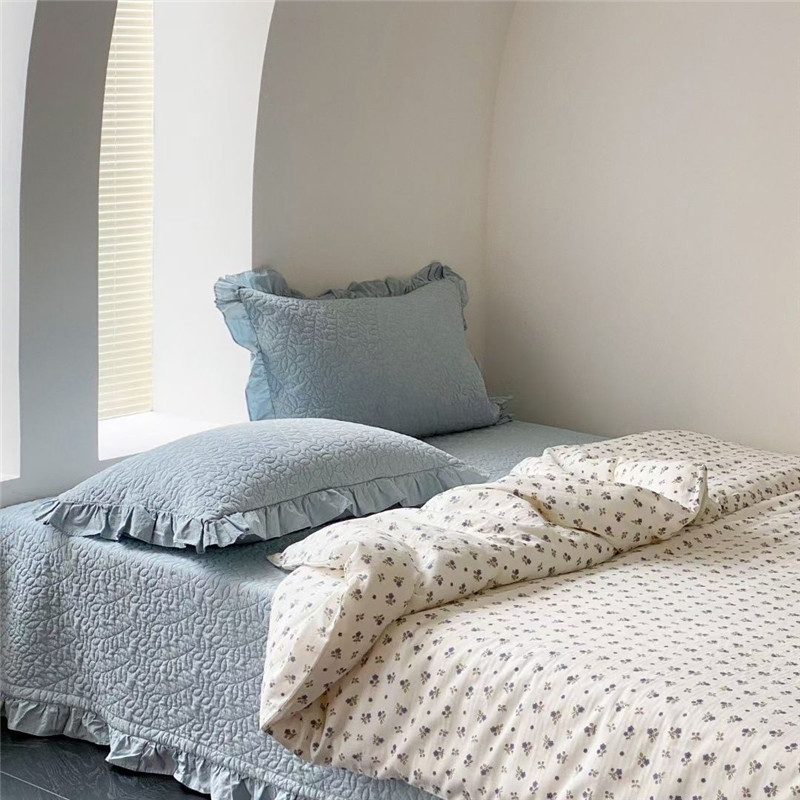 Prekrivač za krevet od 100% pamuka s franuskom čipkom, šivani četverodijelni set, oprana pamuk, reaktivni otisak, 40-count pamuk