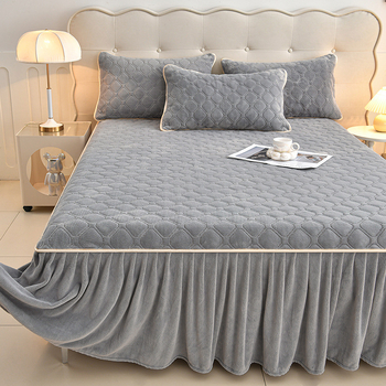 Gumena plahta za krevet — Milk Velvet, Quilted, Reactive Dyeing, Pattern: Solid, Modern Minimalism