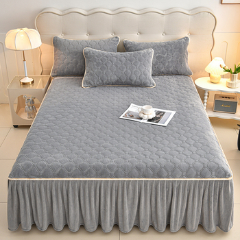 Gumena plahta za krevet — Milk Velvet, Quilted, Reactive Dyeing, Pattern: Solid, Modern Minimalism