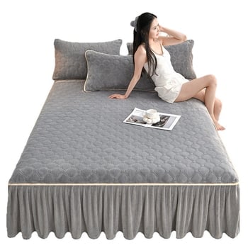 Gumena plahta za krevet — Milk Velvet, Quilted, Reactive Dyeing, Pattern: Solid, Modern Minimalism