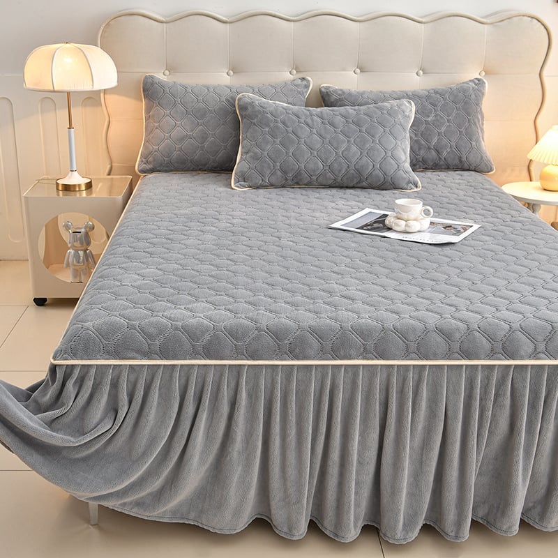 Gumena plahta za krevet — Milk Velvet, Quilted, Reactive Dyeing, Pattern: Solid, Modern Minimalism