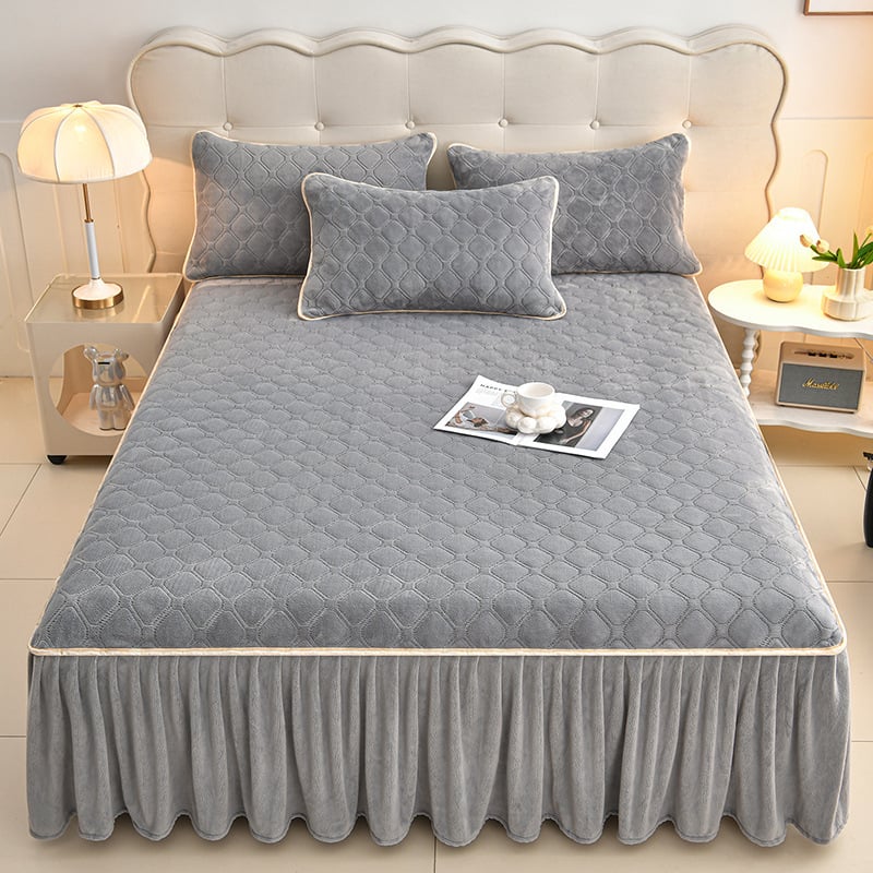 Gumena plahta za krevet — Milk Velvet, Quilted, Reactive Dyeing, Pattern: Solid, Modern Minimalism