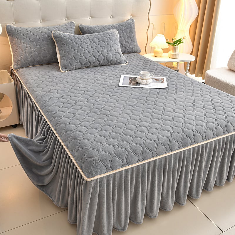 Gumena plahta za krevet — Milk Velvet, Quilted, Reactive Dyeing, Pattern: Solid, Modern Minimalism