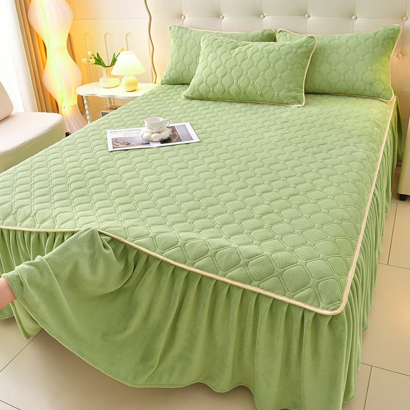 Gumena plahta za krevet — Milk Velvet, Quilted, Reactive Dyeing, Pattern: Solid, Modern Minimalism