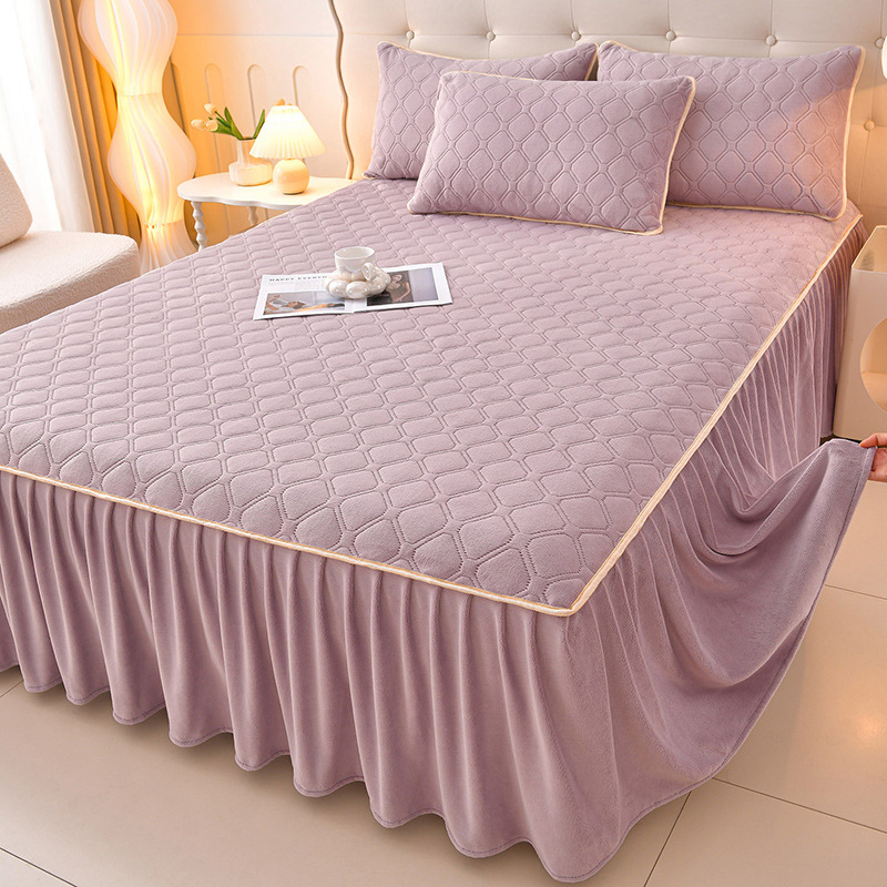 Gumena plahta za krevet — Milk Velvet, Quilted, Reactive Dyeing, Pattern: Solid, Modern Minimalism