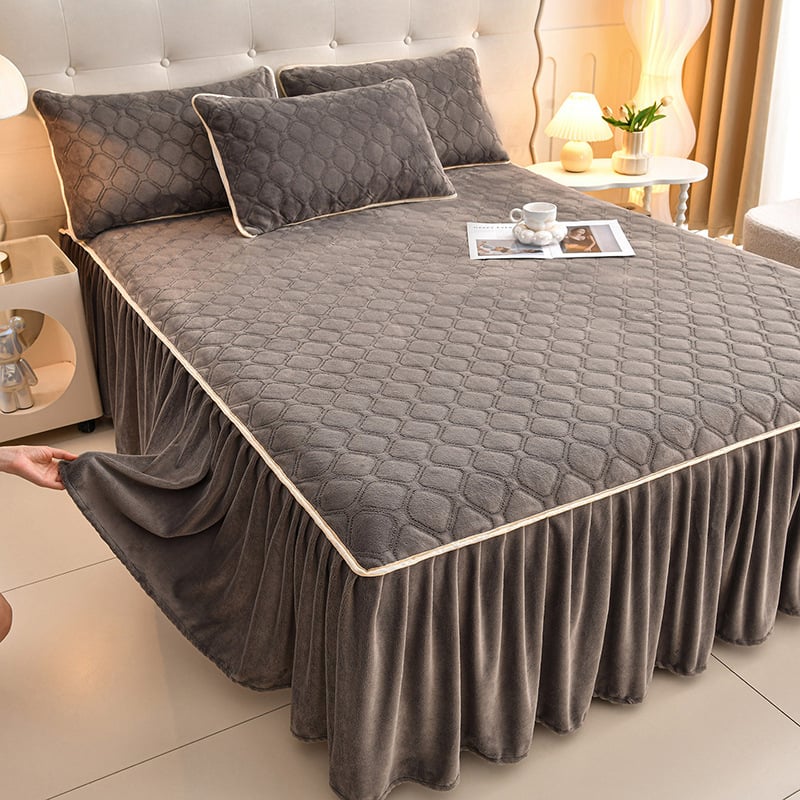 Gumena plahta za krevet — Milk Velvet, Quilted, Reactive Dyeing, Pattern: Solid, Modern Minimalism