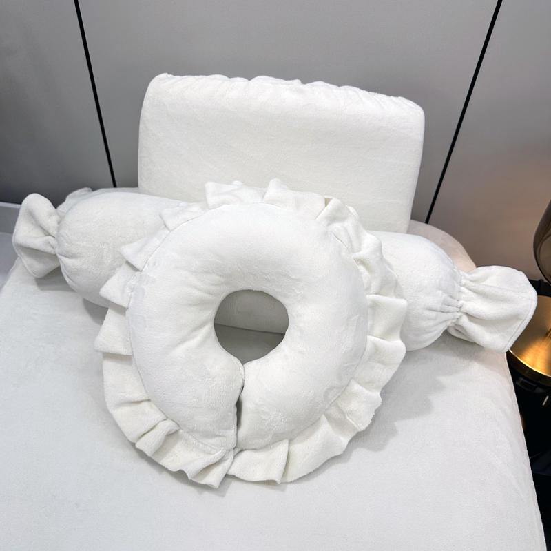 Četverodijelni set navlaka za krevet za kozmetički salon, mliječni velur, čipka, reaktivno tiskanje, prilagodljivo, lagani luksuz