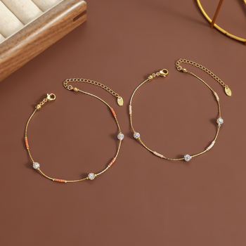 Anklet za gležanj | Stakleni materijal; Legura u ugrađenim umjetnim poludragim kamenjem | Ženski geometrijski oblik | Jednostavan stil | Proljeće 2025